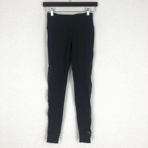 Mono B Women's Size Small Black Mesh Inset Stirrup Pull On Activewear Leggings